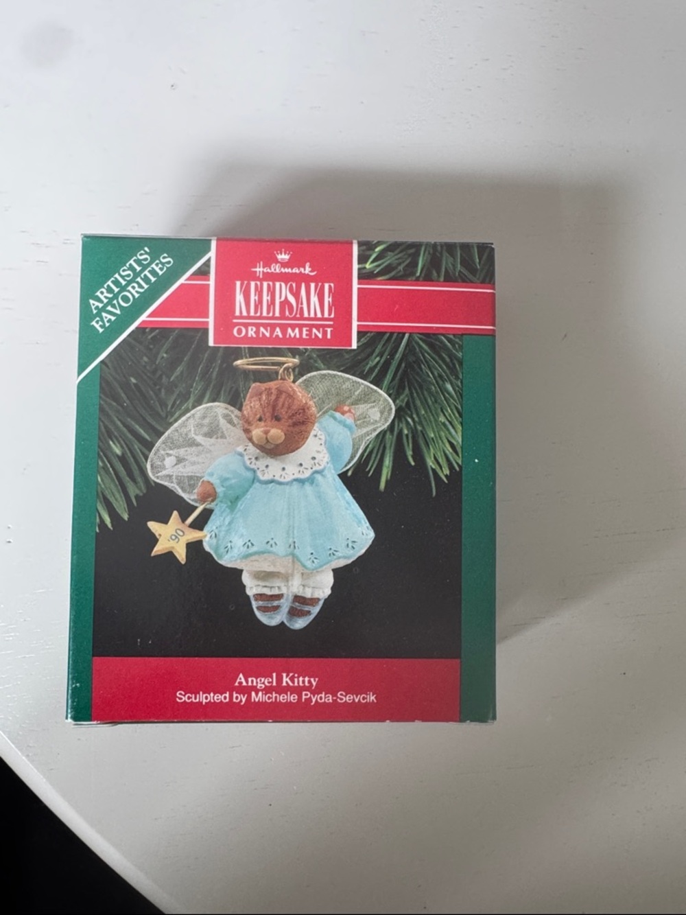 Hallmark Keepsake Ornament: Angel Kitty in Light Blue Dress with Gold Star